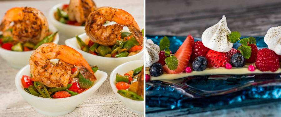 Australia - Grilled Sweet and Spicy Bush Berry Shrimp; Deconstructed Pavlova