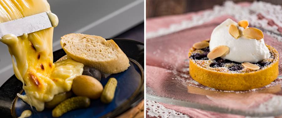 The Alps - Warm Raclette Swiss Cheese and Blueberry and Almond Frangipane Tart