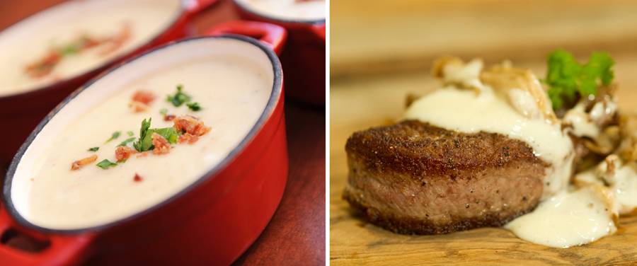 Canada - Canadian Cheddar and Bacon Soup and Le Cellier Wild Mushroom Beef Filet Mignon