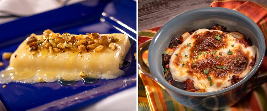 Dishes at the 2021 EPCOT International Food and Wine Festival Global Marketplace kiosks
