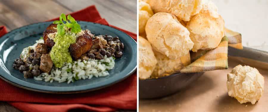 eijoada: Black Beans with crispy pork belly, Brazil nut pesto, and Ben’s Original Long Grain White Rice.  Pão de Queijo: Brazilian cheese bread.