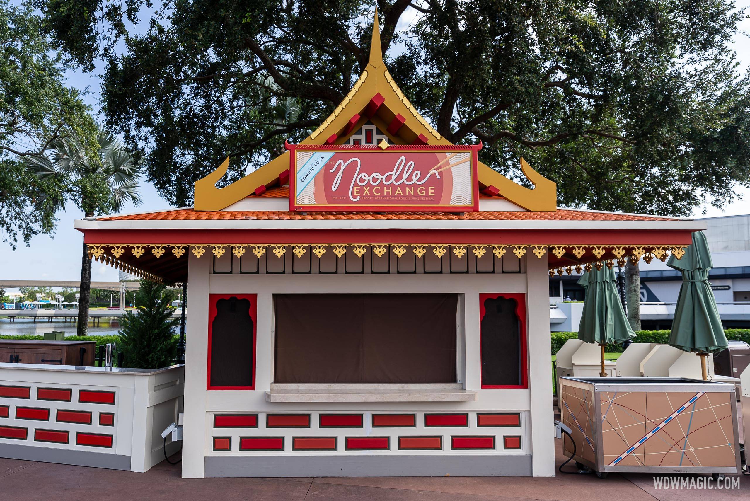 Kiosks readied for the EPCOT International Food and Wine Festival starting next week at Walt Disney World
