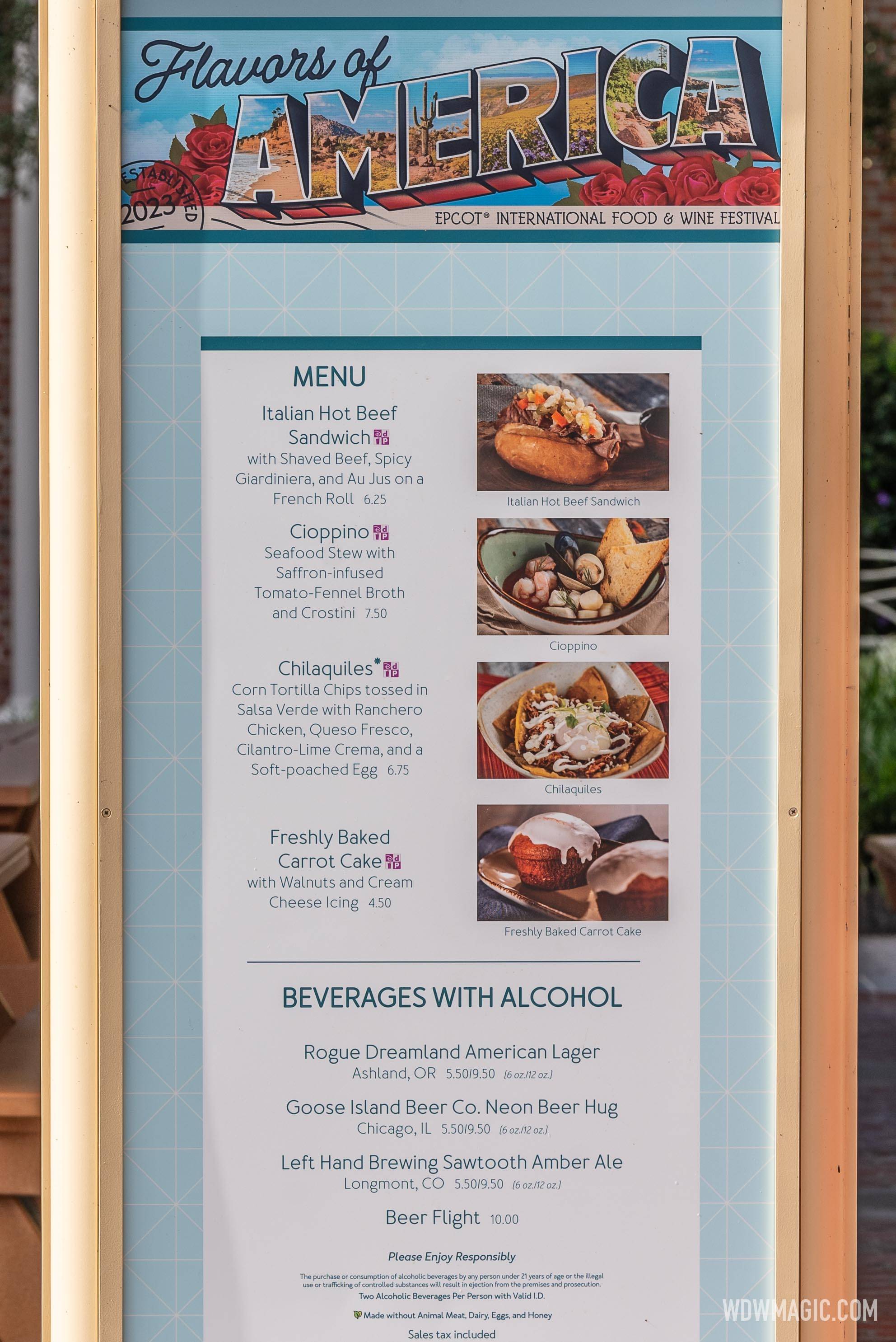 2023 EPCOT Food and Wine Festival Marketplace kiosks, menus and pricing