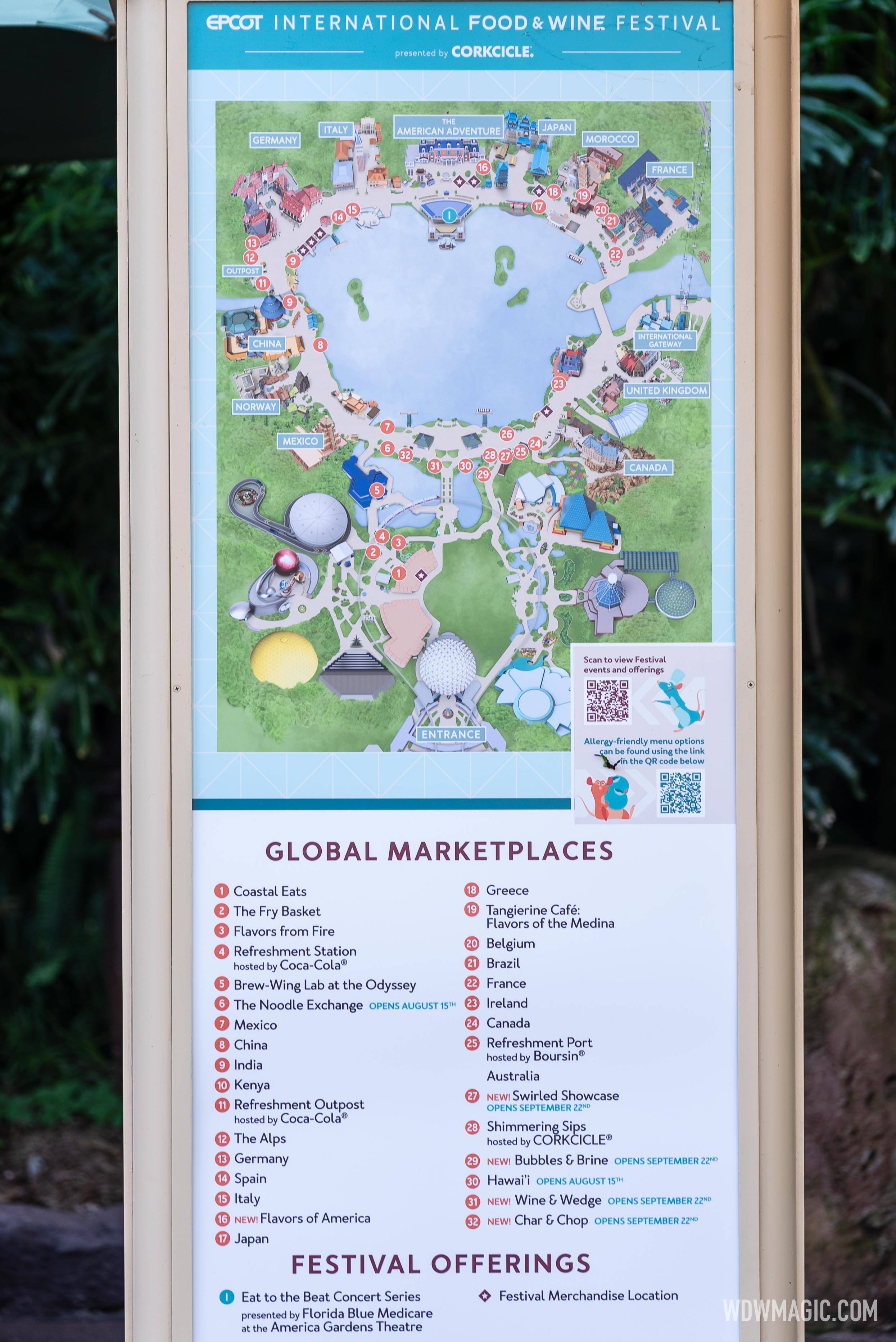 Map of 2023 Global Marketplace kiosks at EPCOT International Food and Wine Festival