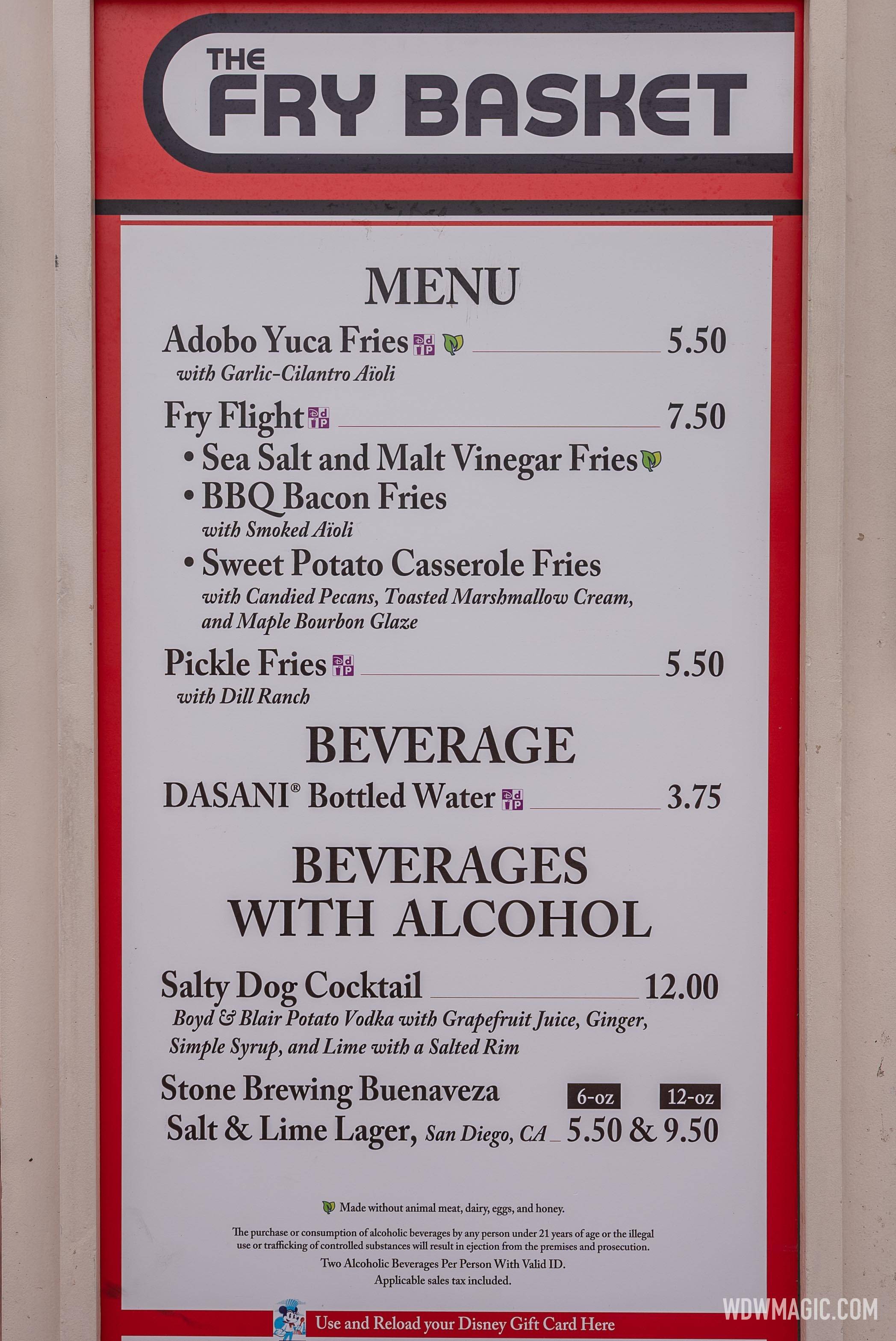 The Fry Basket Marketplace Kiosk menu