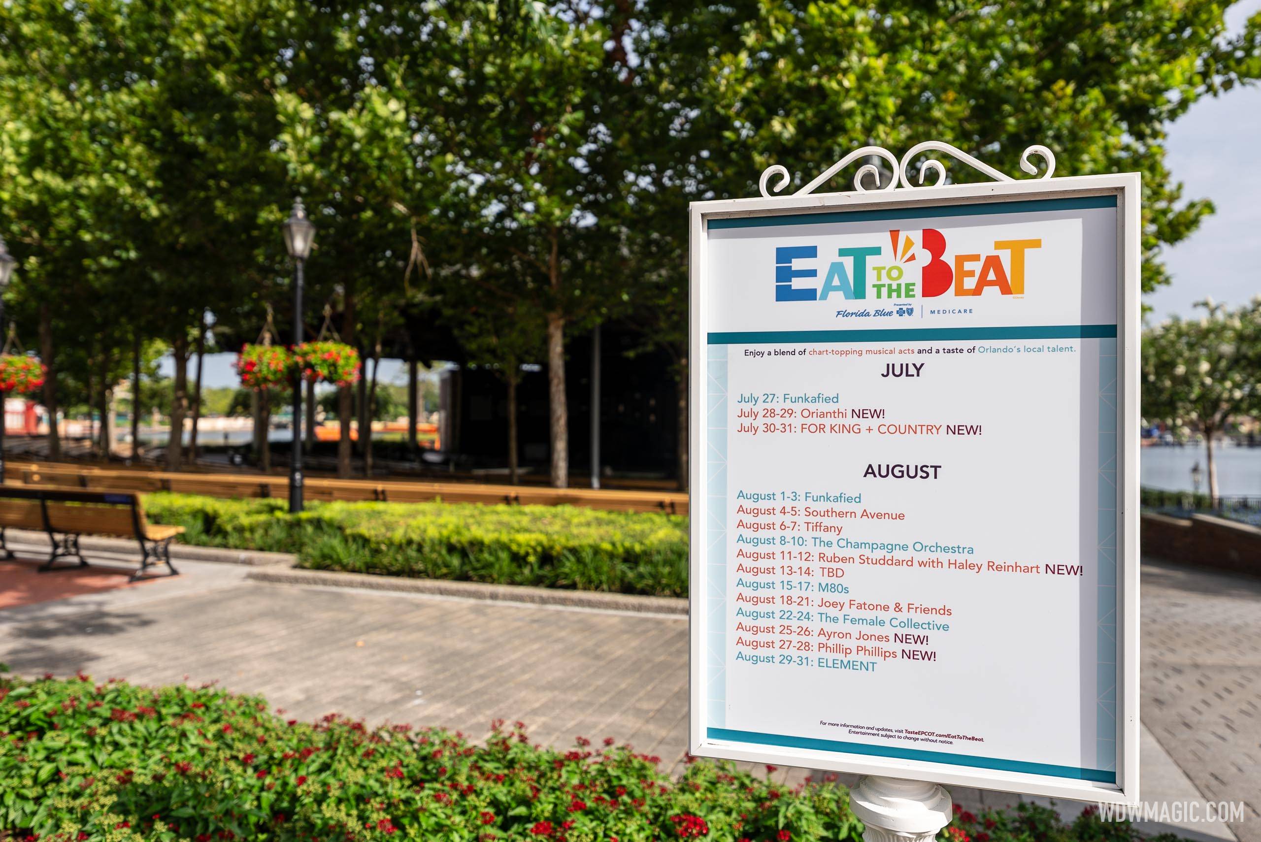 Eat to the Beat schedule for July and August