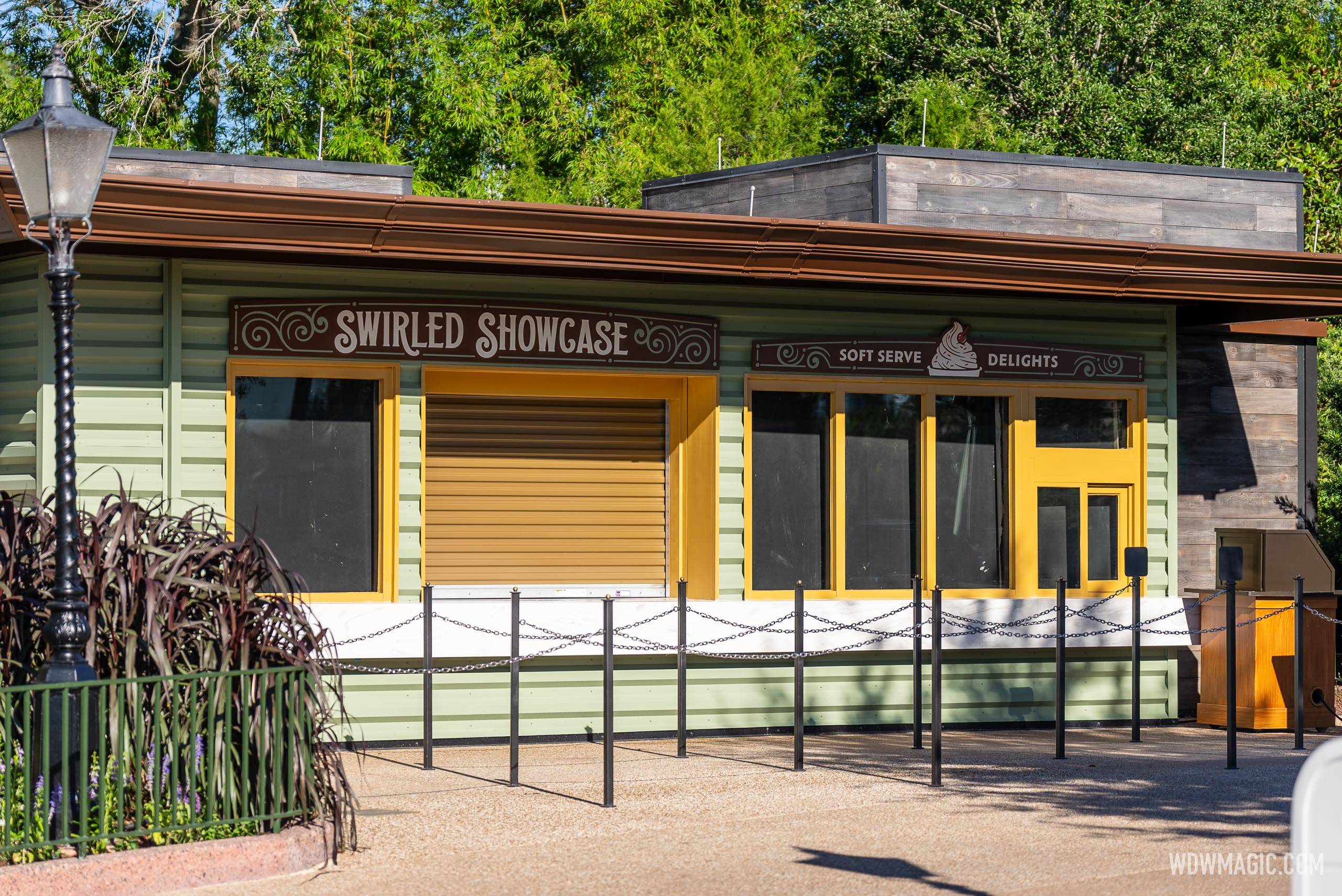 Signs go up at EPCOT's new soft-serve location Swirled Showcase