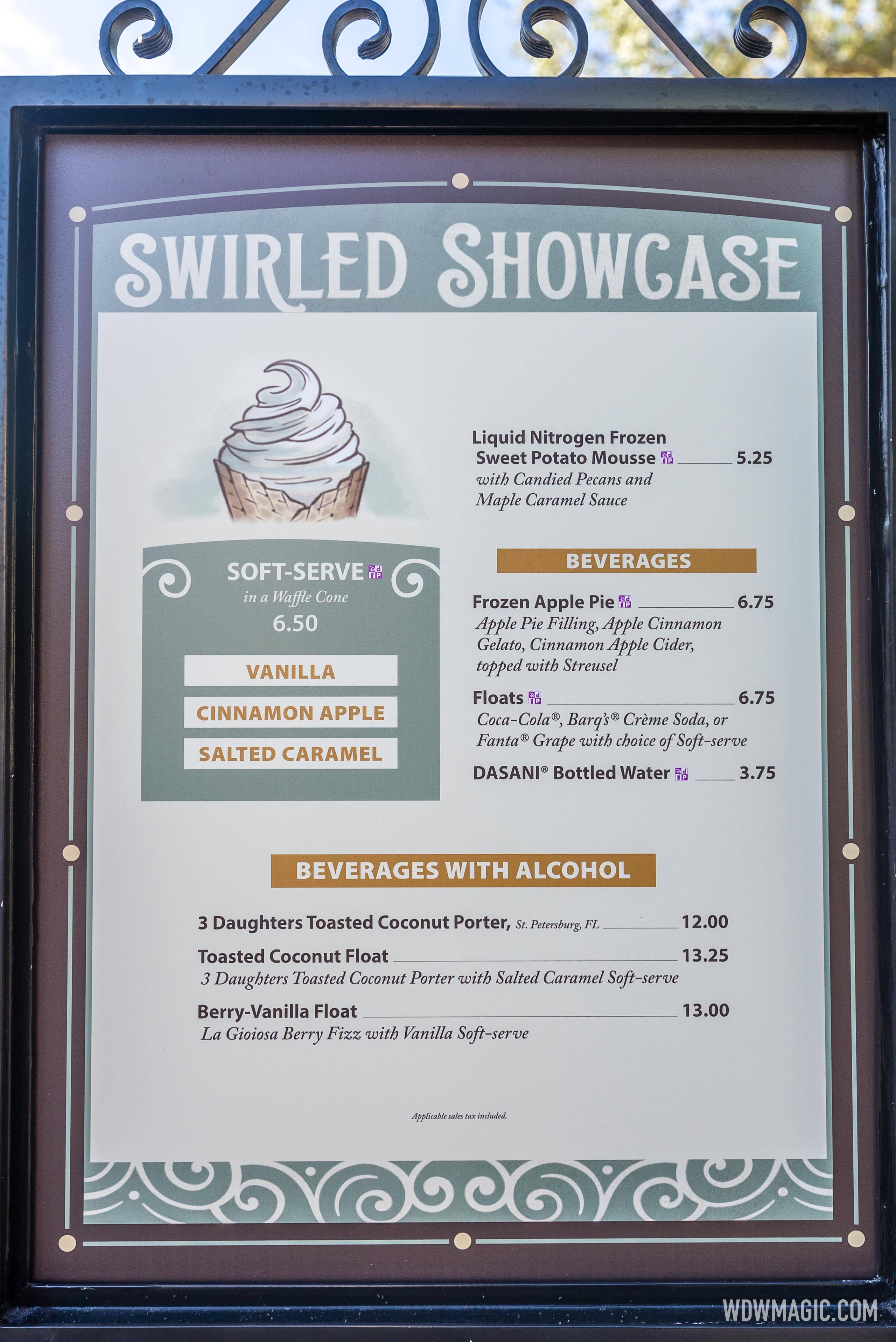 Swirled Showcase Menu