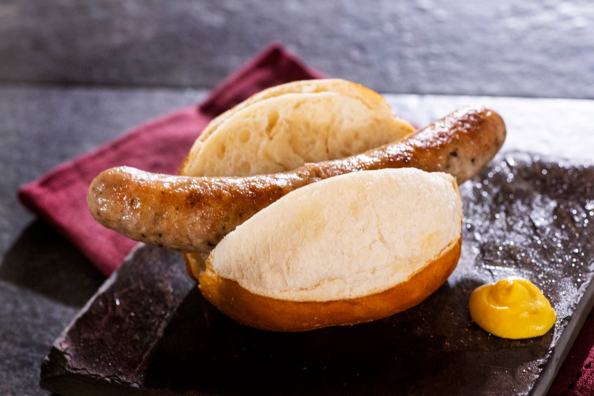 Bratwurst on a Pretzel Roll