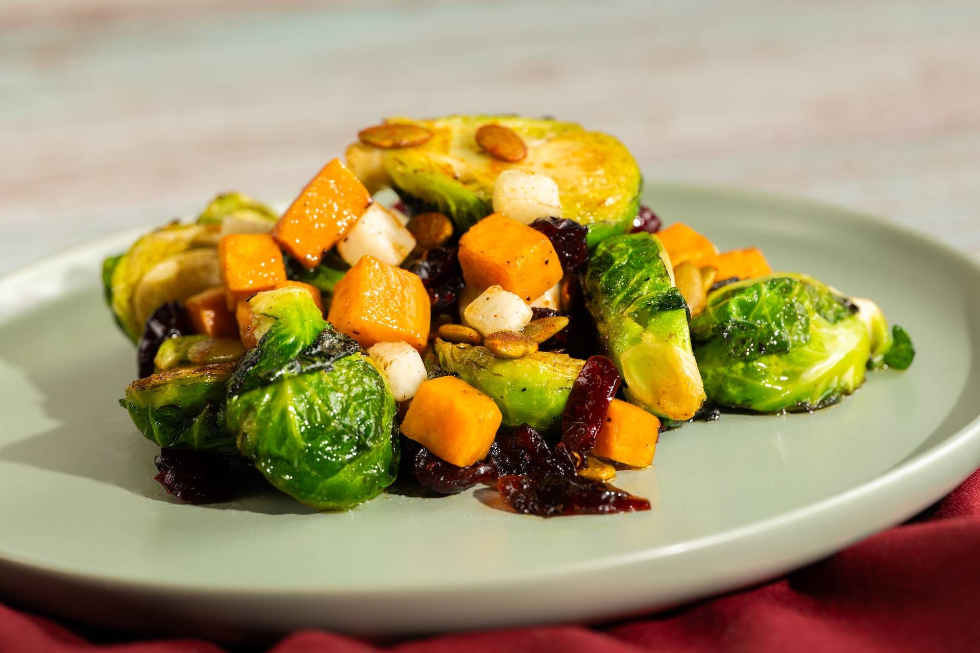 Cast Iron-roasted Brussels Sprouts and Root Vegetables