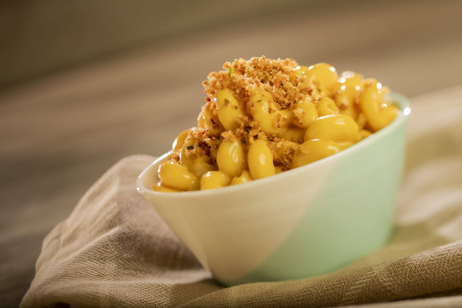 Three Cheese Macaroni and Cheese with Smoked Cheddar Sauce and Herbed Panko