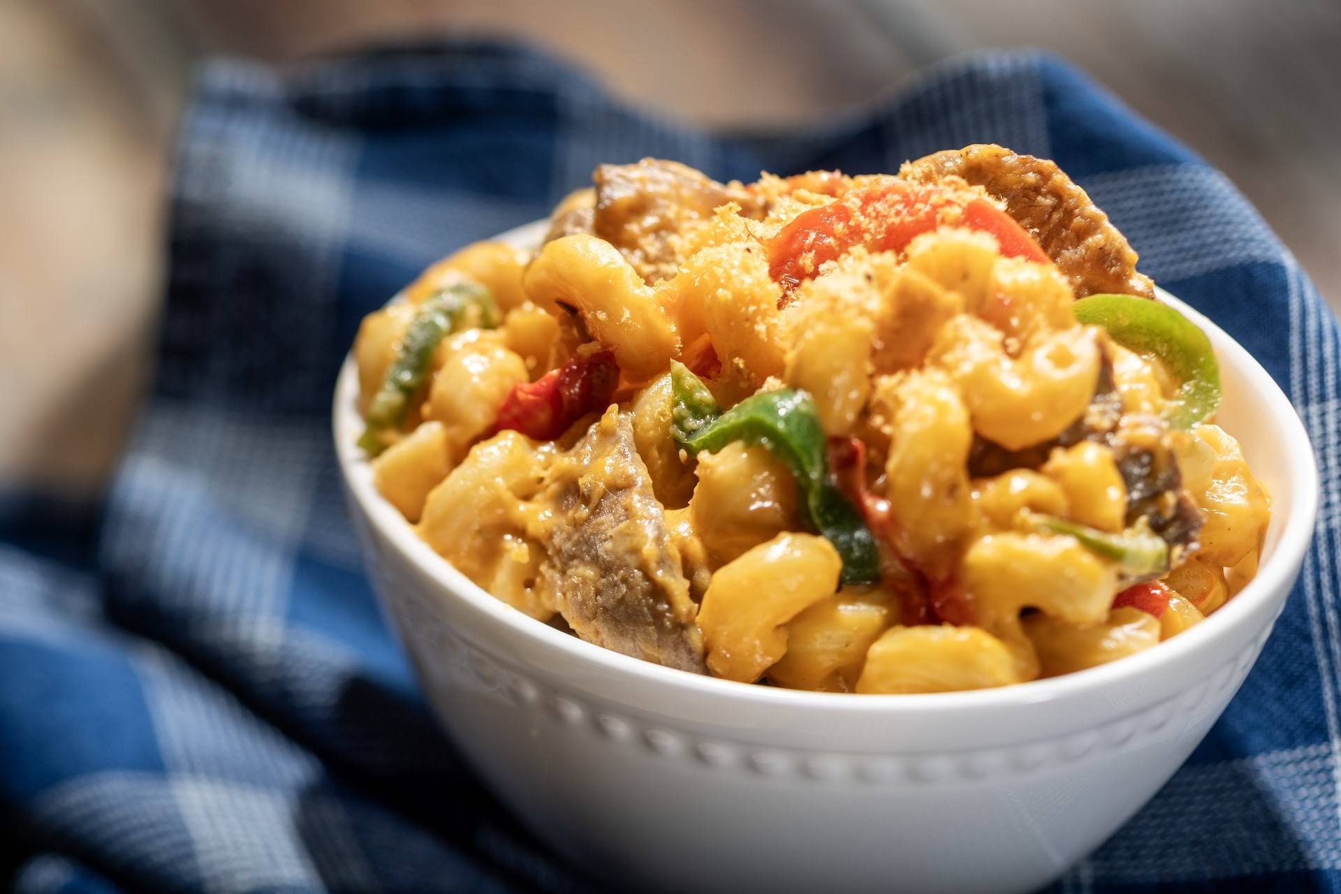 Cheesesteak Macaroni and Cheese with Smoked Cheddar Sauce
