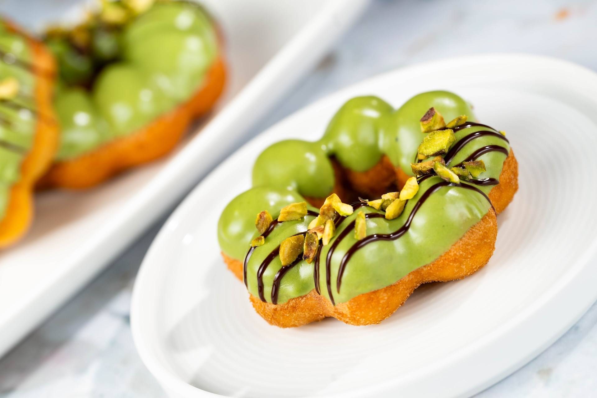 Pistachio Chocolate Mochi Doughnut