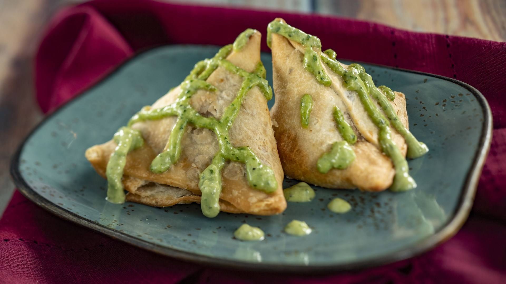 Potato Pea Samosas with Plant Based Coriander Lime Cream