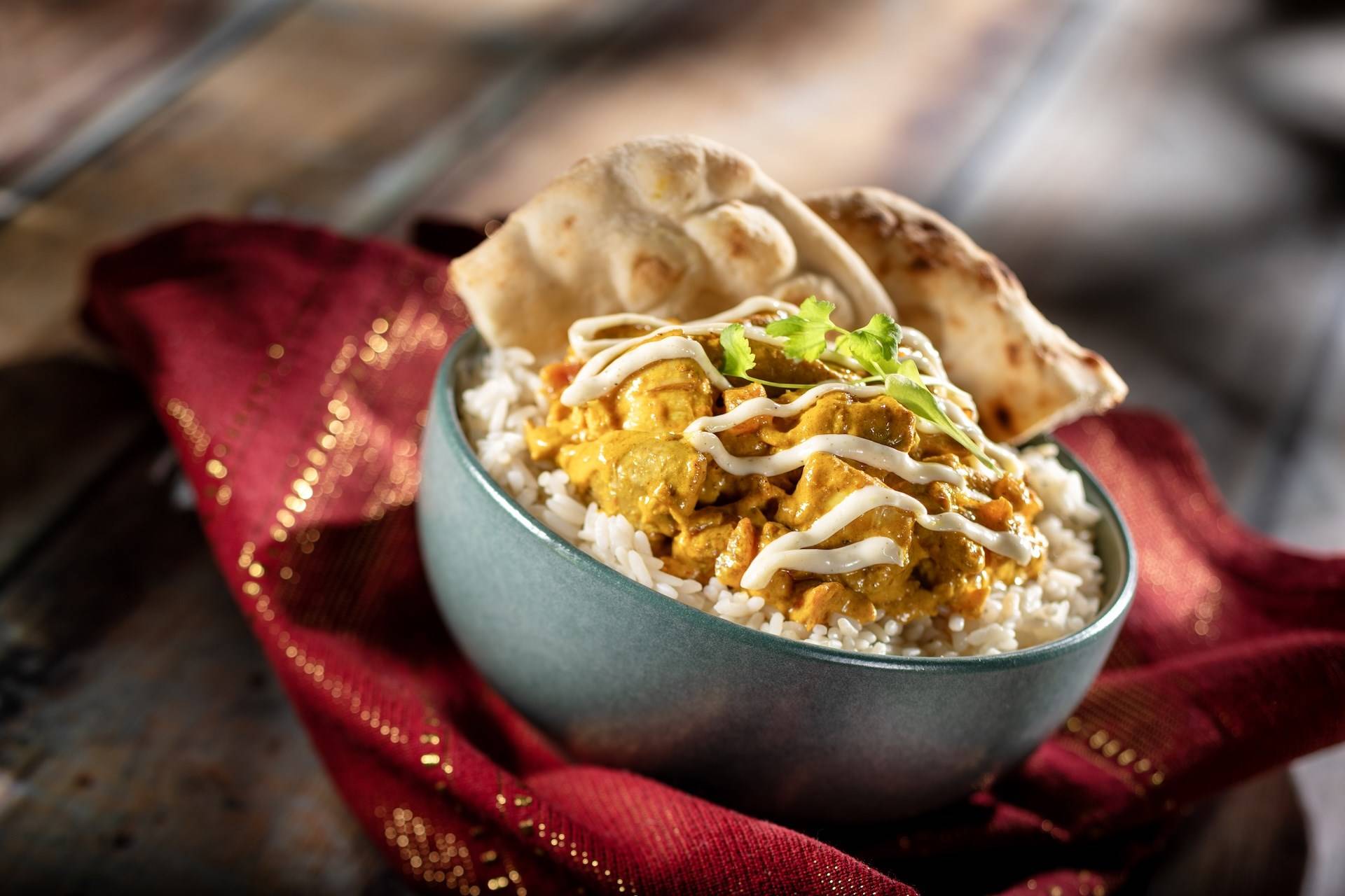 Chicken Tikka Masala with Fennel Spiced Yogurt and Naan Bread