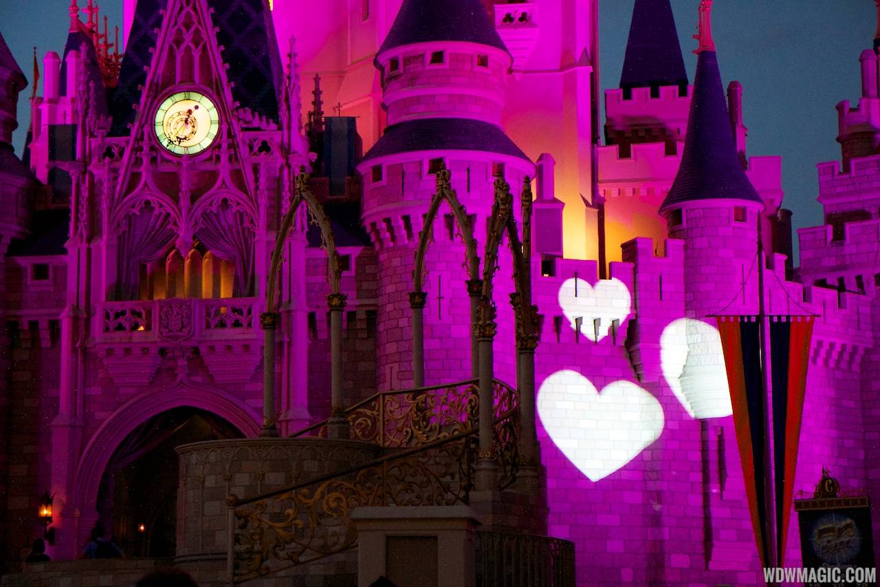 Limited Time Magic True Love week - Cinderella Castle heart projections