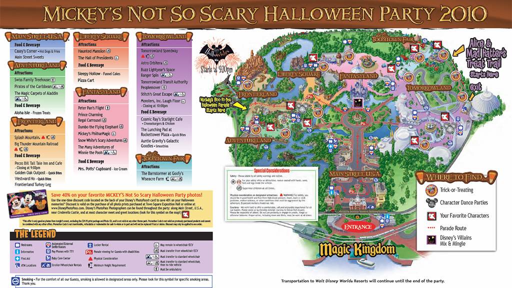 Mickey's Not-So-Scary Halloween Party guide map 2010