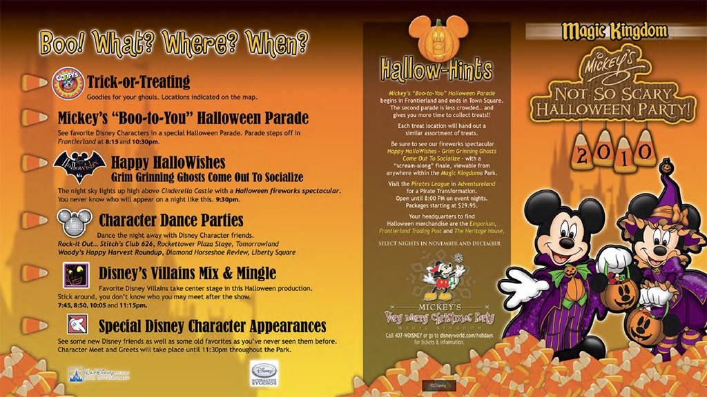 Mickey's Not-So-Scary Halloween Party guide map 2010