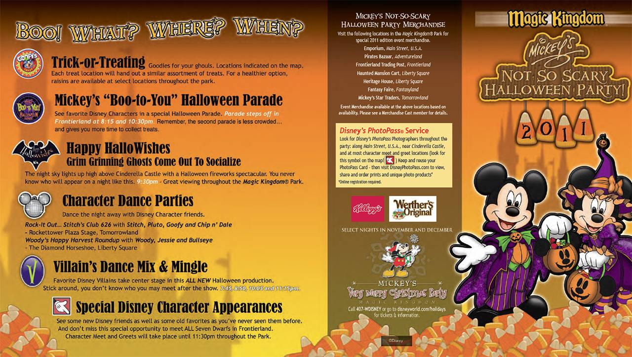 Mickey's Not-So-Scary Halloween Party guide map 2011