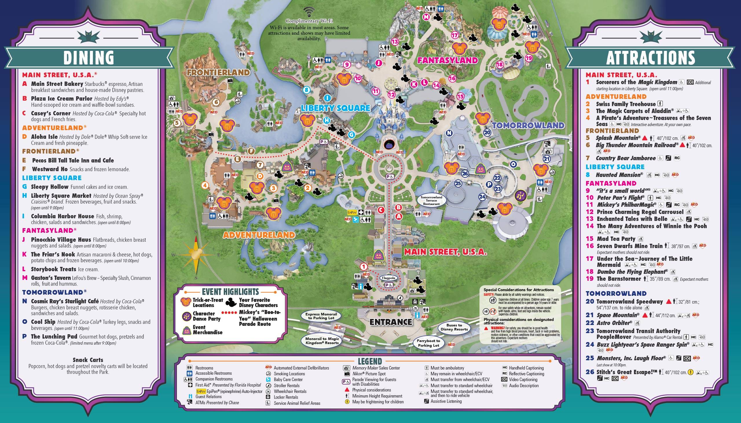 Mickey's Not-So-Scary Halloween Party guide map 2015 - Back