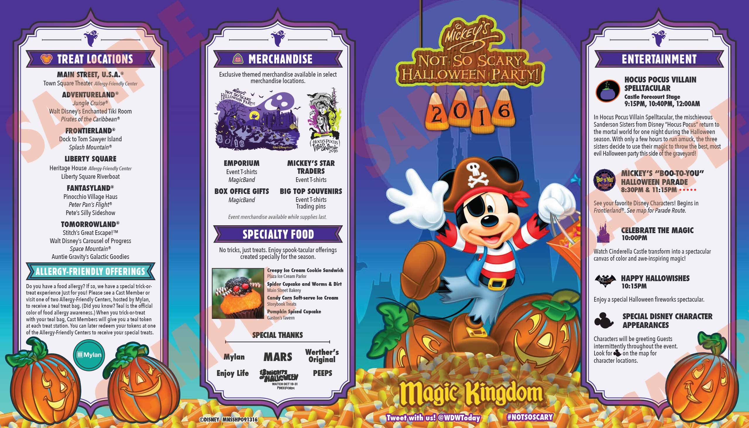 Mickey's Not-So-Scary Halloween Party guide map 2016 - Front