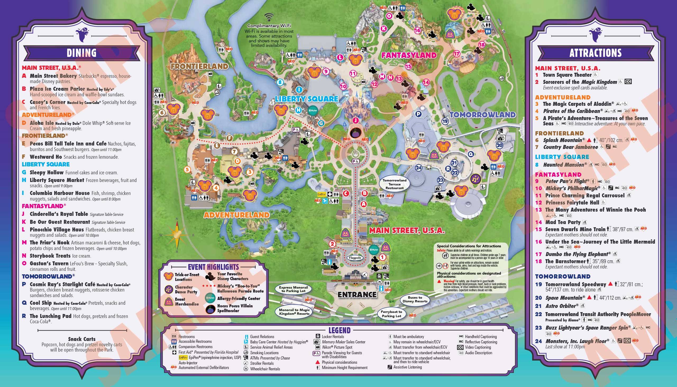 Mickey's Not-So-Scary Halloween Party guide map 2016 - Back