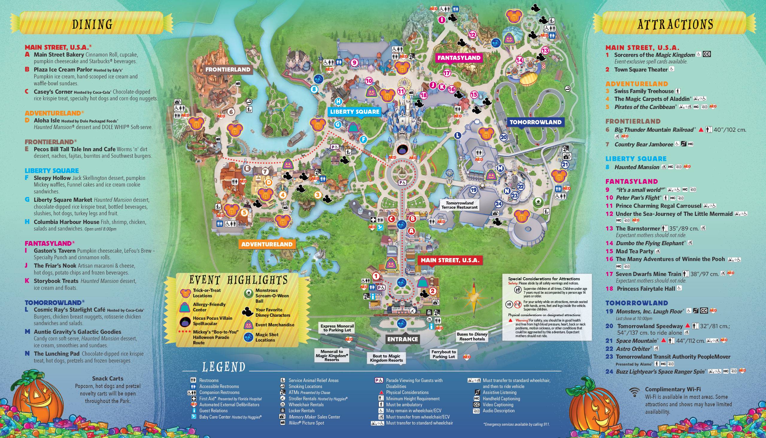 Mickey's Not-So-Scary Halloween Party 2017 guide map - back