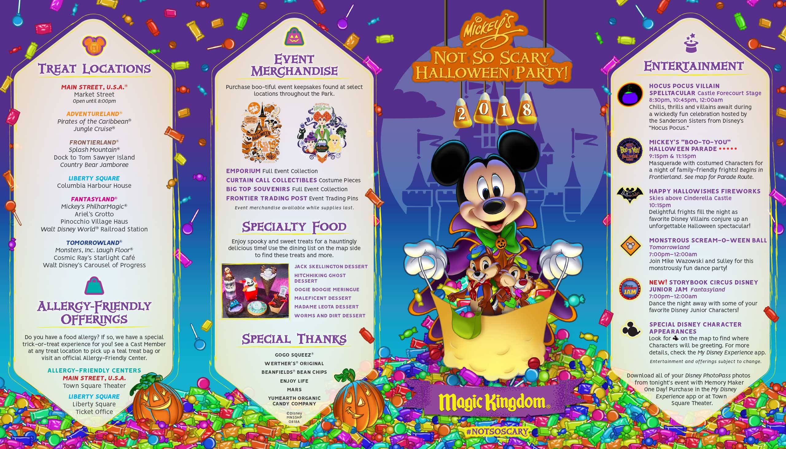 Mickey's Not-So-Scary Halloween Party 2018 guide map - Front