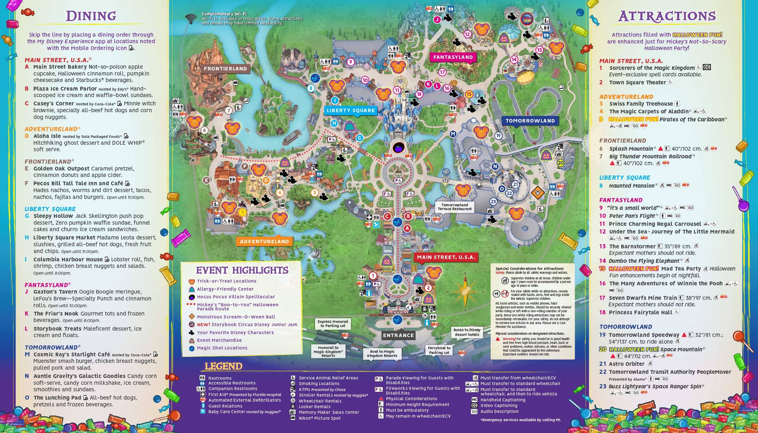 Mickey's Not-So-Scary Halloween Party 2018 guide map - Back