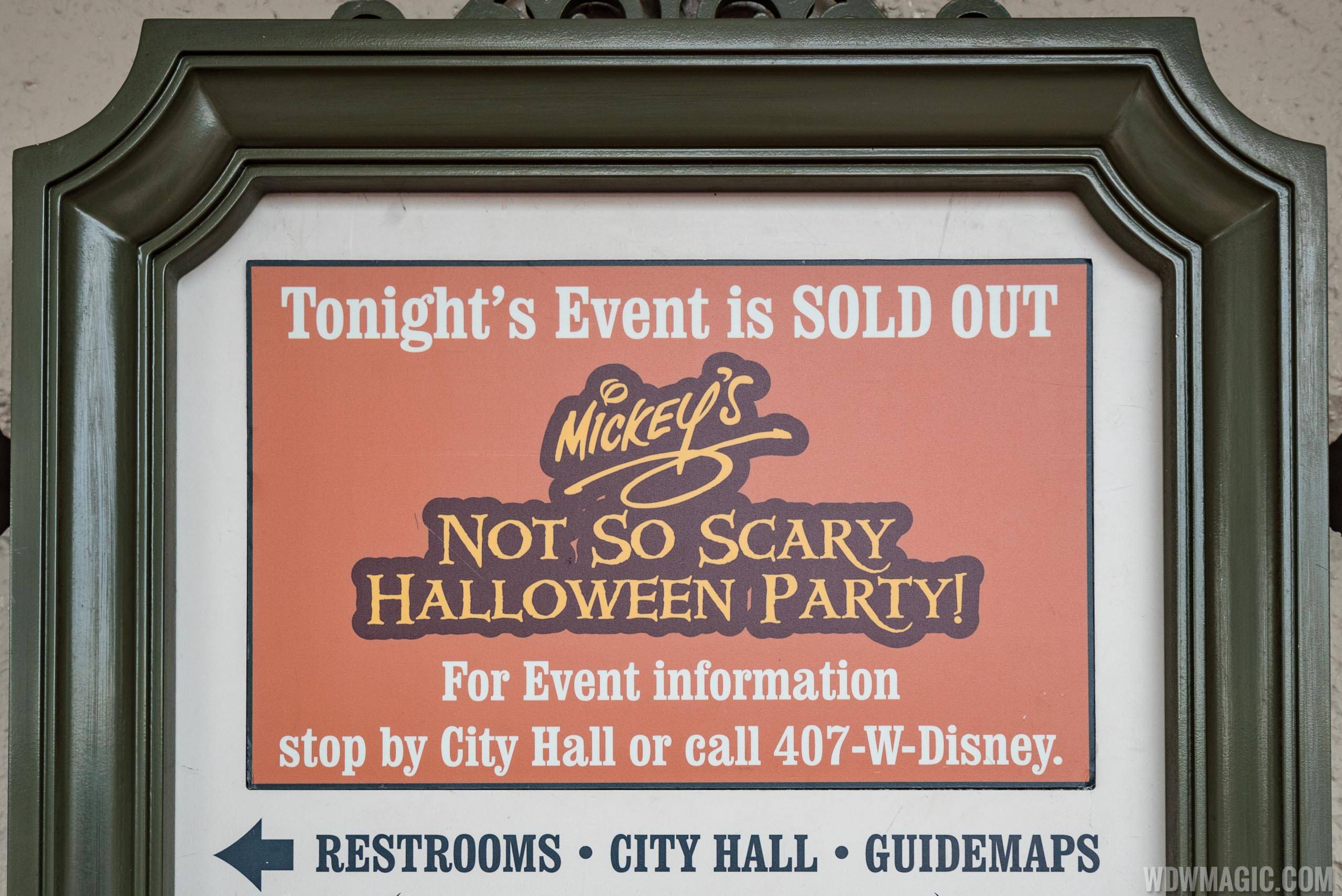 Mickey's Not-So-Scary Halloween Party sold out sign