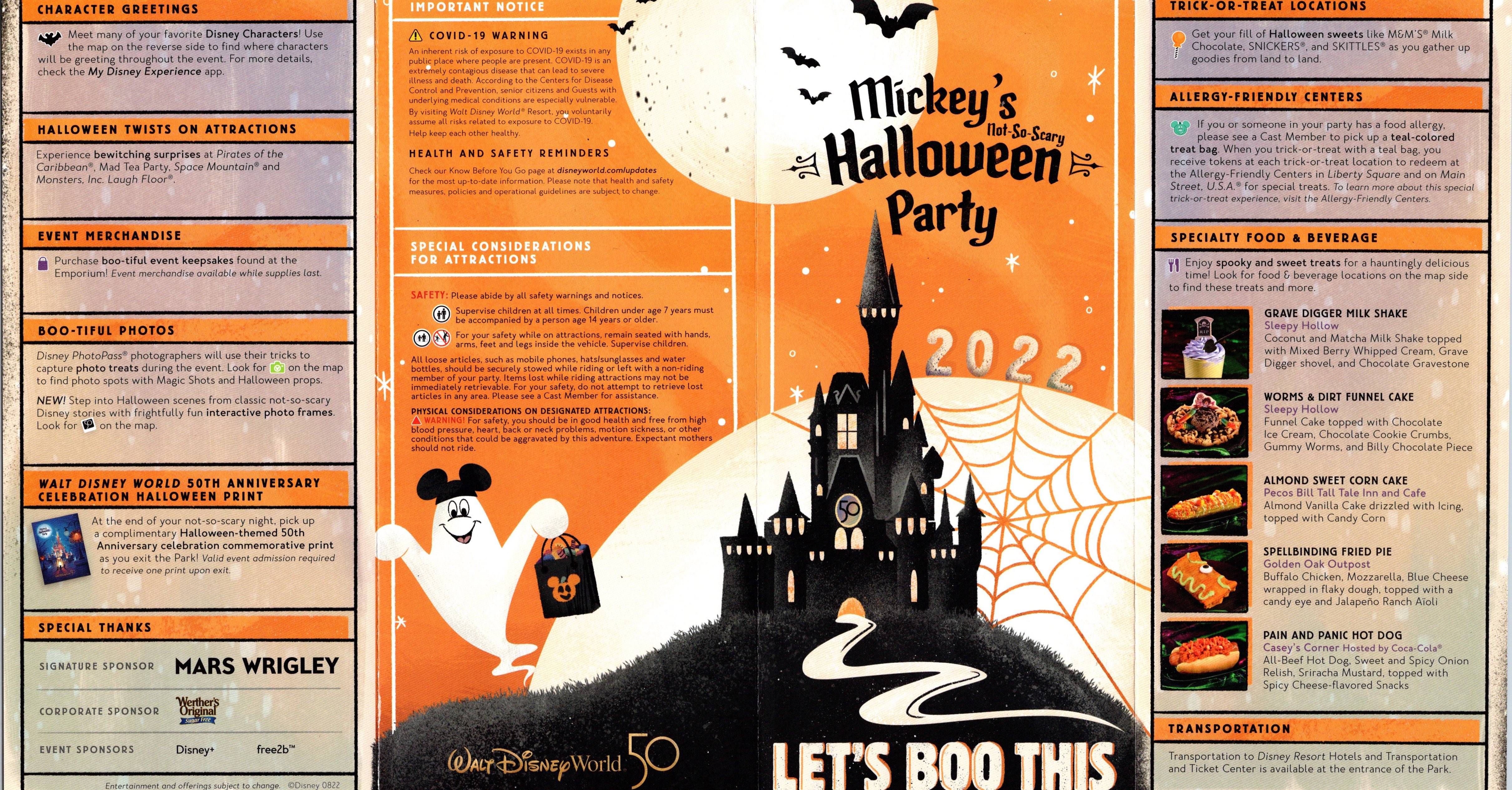 Mickey's Not-So-Scary Halloween Party 2022 guide map