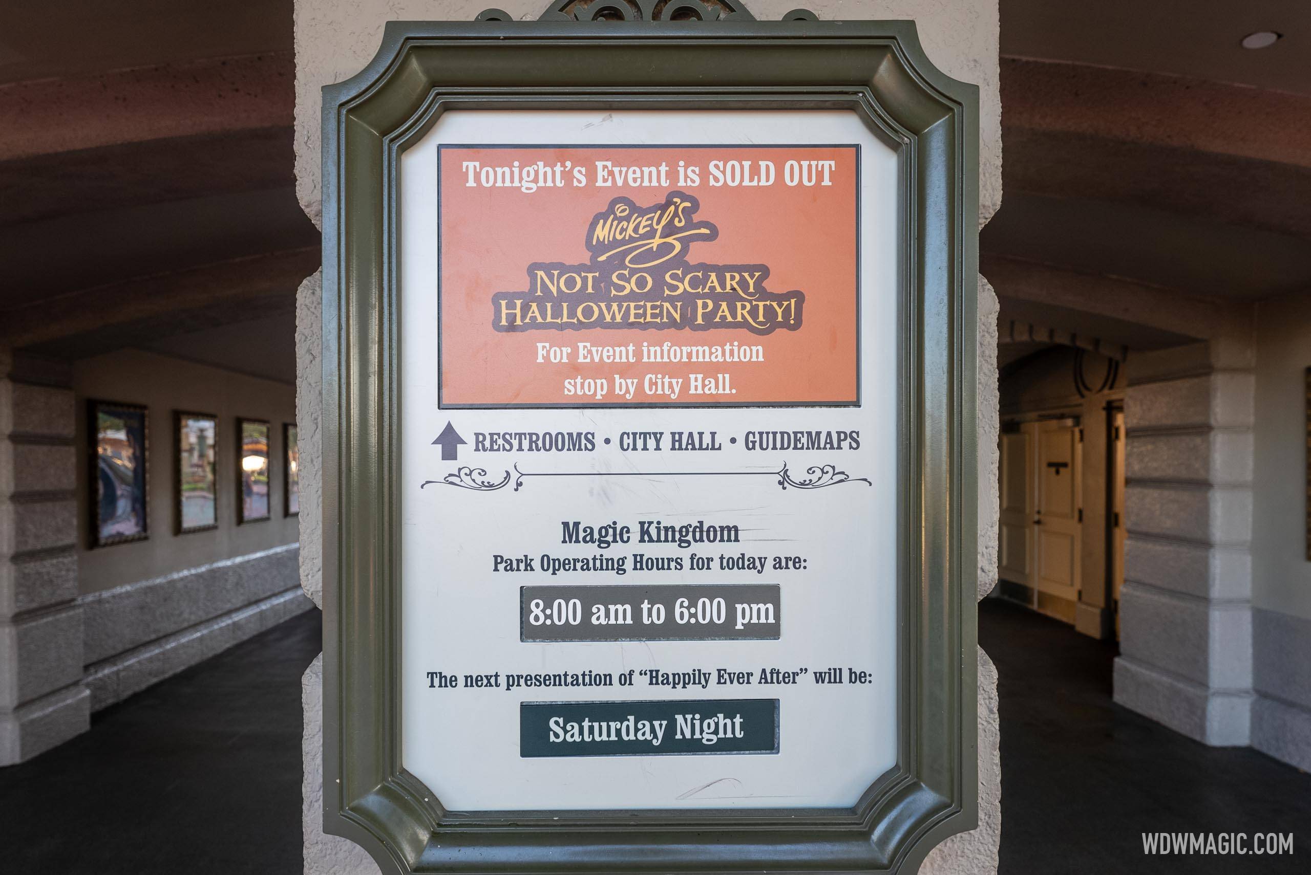 Mickey's Not-So-Scary Halloween Party sold out sign