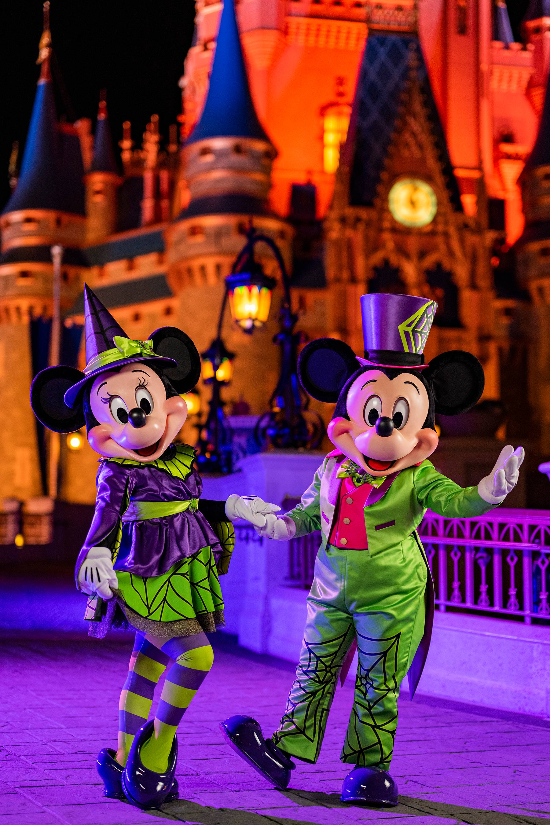 New Neon Spiderweb Halloween Costumes For Mickey Mouse and Minnie Mouse