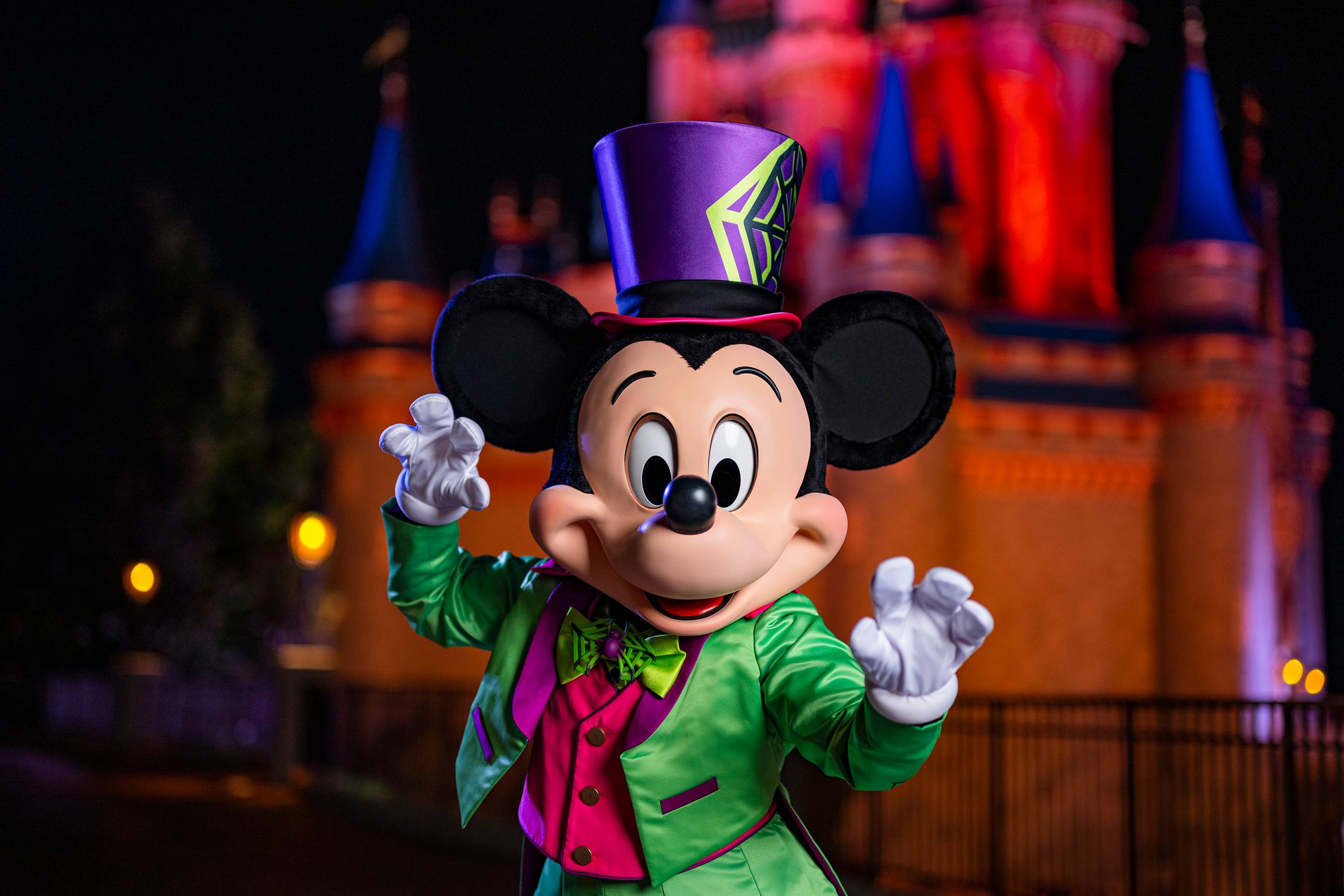 New Neon Spiderweb Halloween Costumes For Mickey Mouse and Minnie Mouse