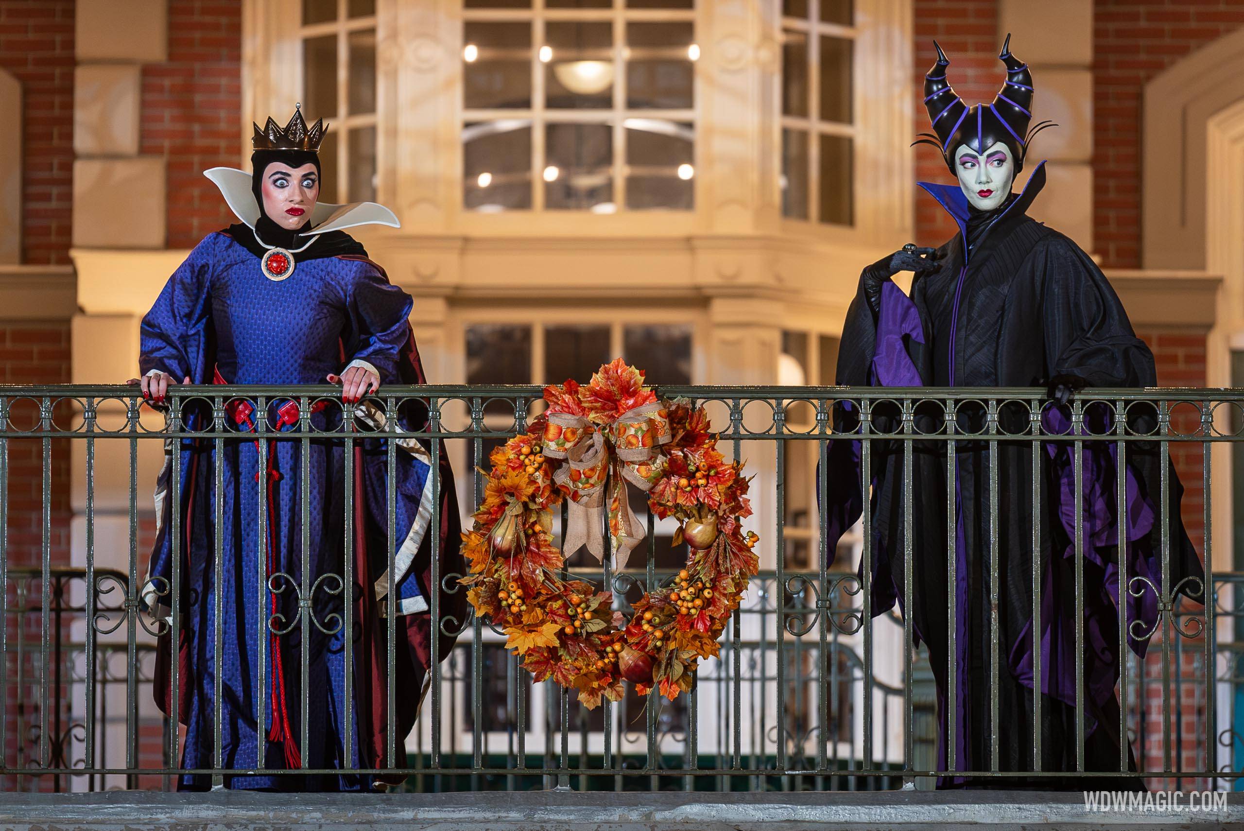 The Evil Queen and Maleficent at Mickey's not-so-scary Halloween party