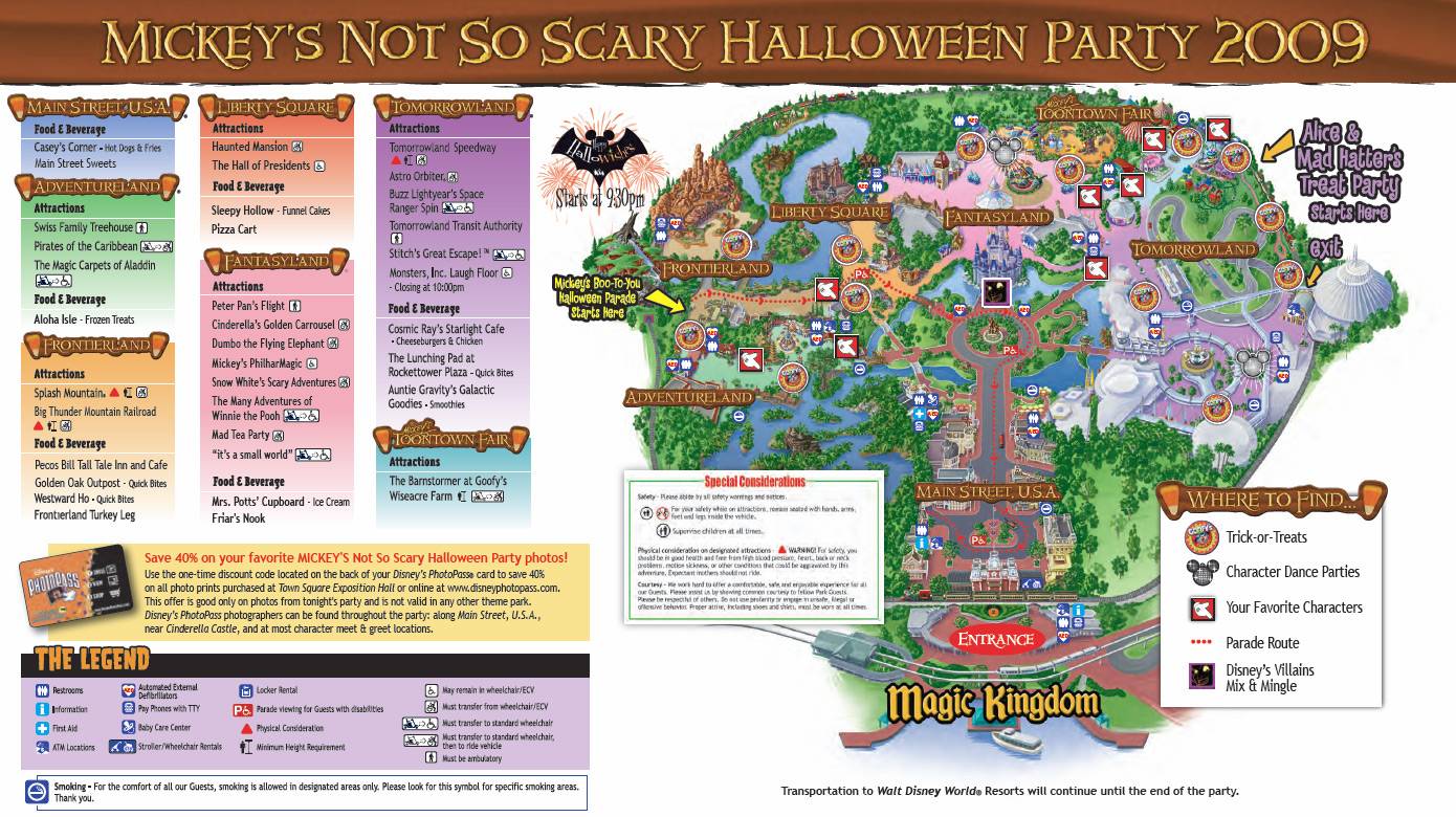 Mickey's Not-So-Scary Halloween Party guide map 2009
