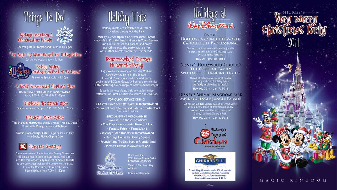 Mickey's Very Merry Christmas Party 2011 guide map