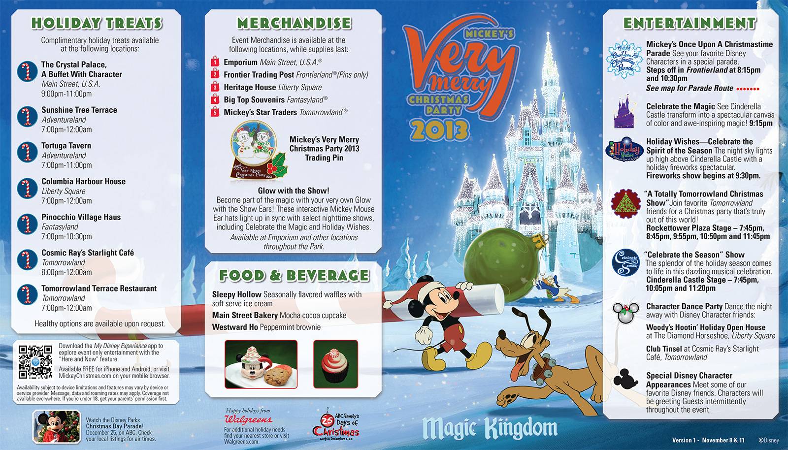 Mickey's Very Merry Christmas Party event guide map front