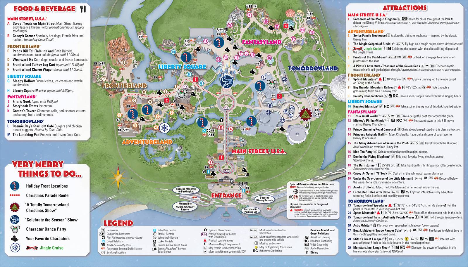 Mickey's Very Merry Christmas Party event guide map back