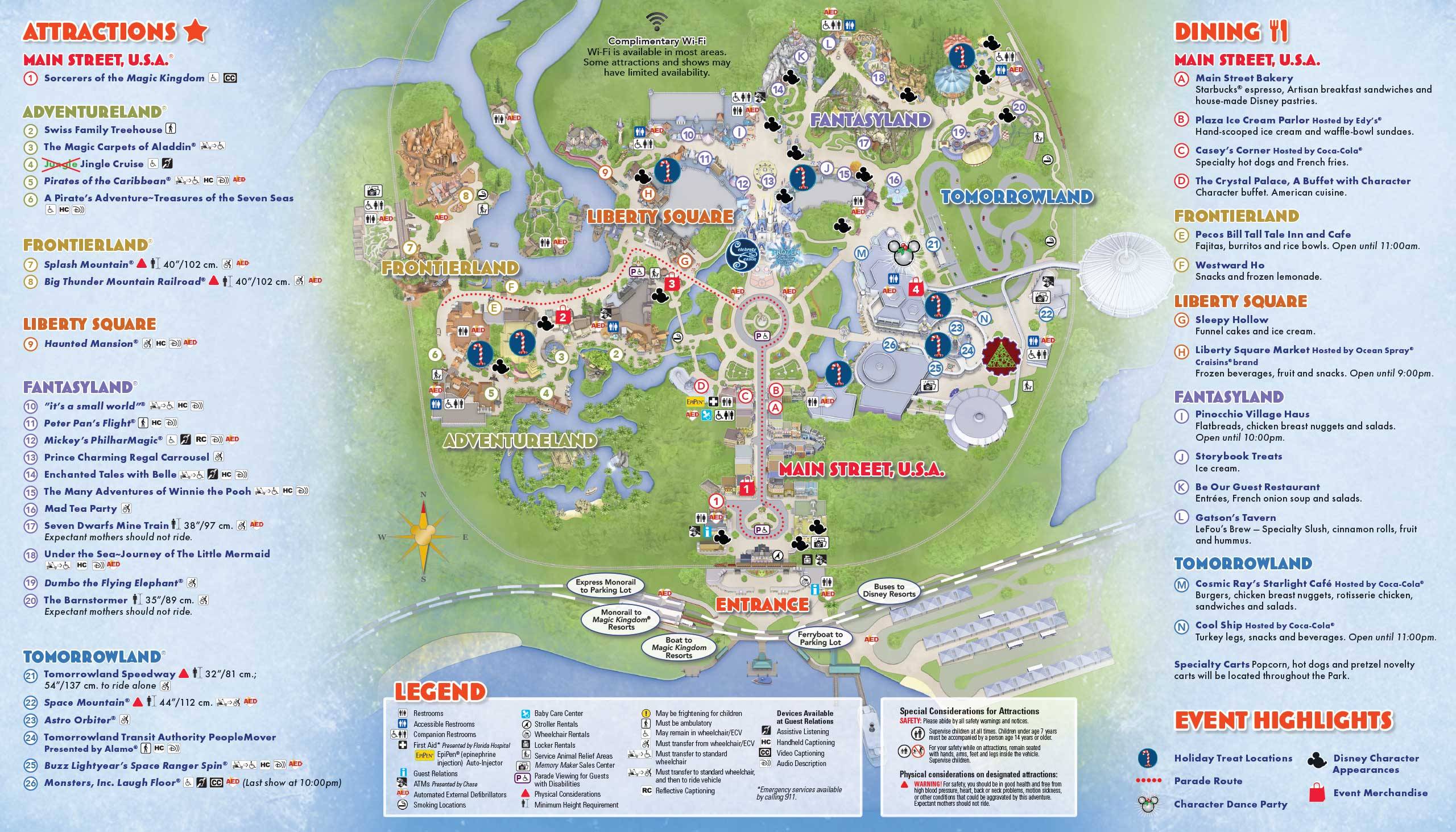 Mickey's Very Merry Christmas Party 2015 guide map - Back