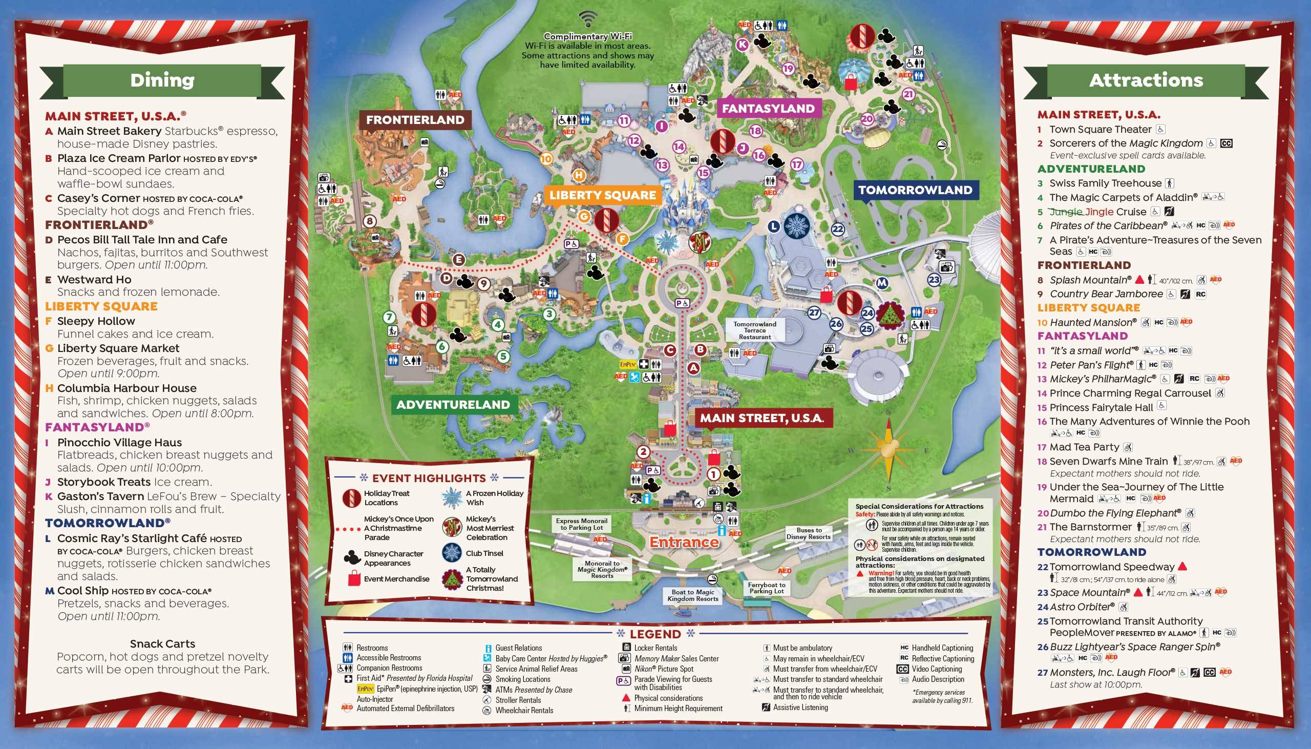 Mickey's Very Merry Christmas Party 2016 guide map - Back