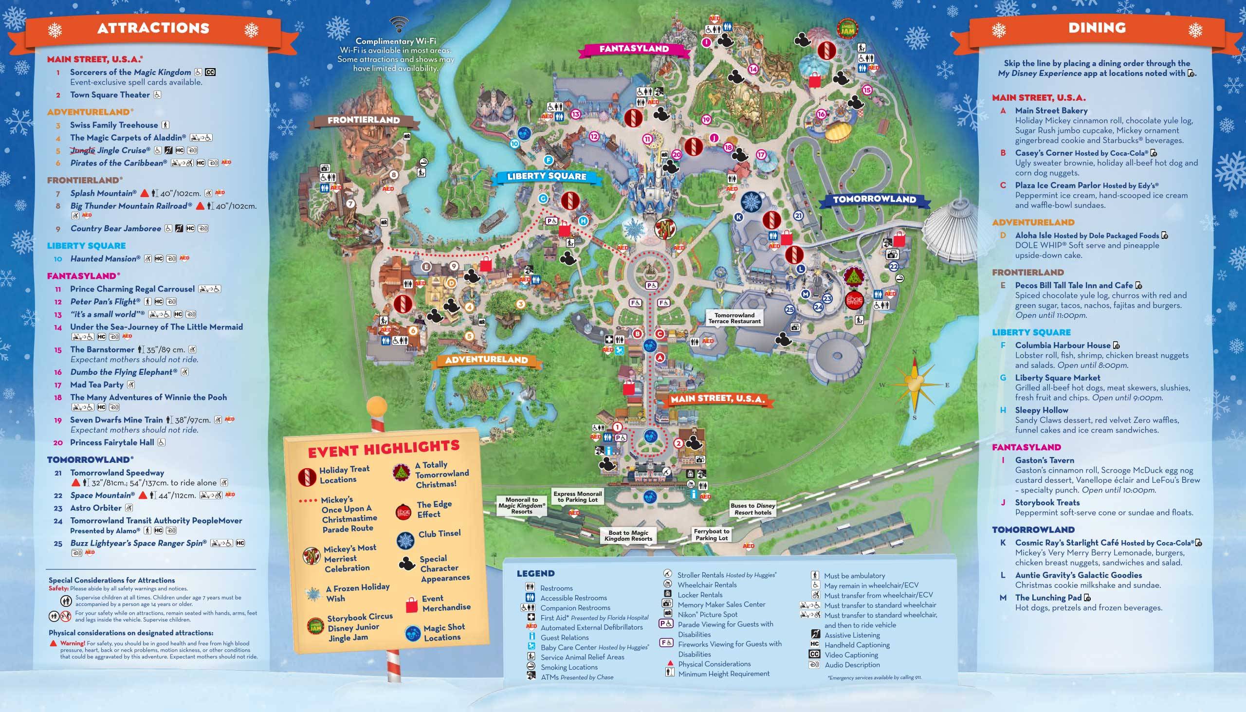 Mickey's Very Merry Christmas Party 2018 guide map - back