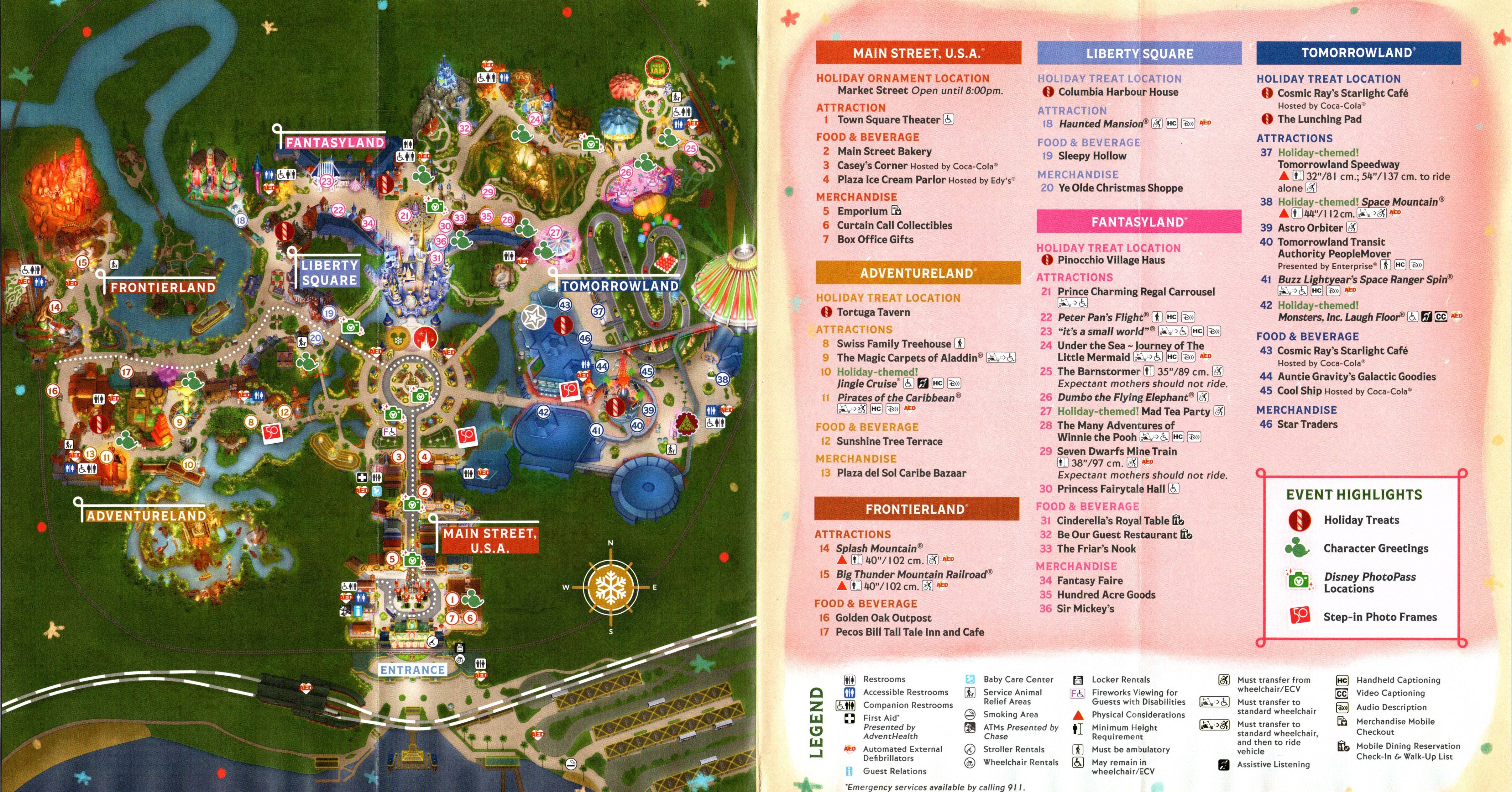 Mickey's Very Merry Christmas Party 2022 guide map - Back