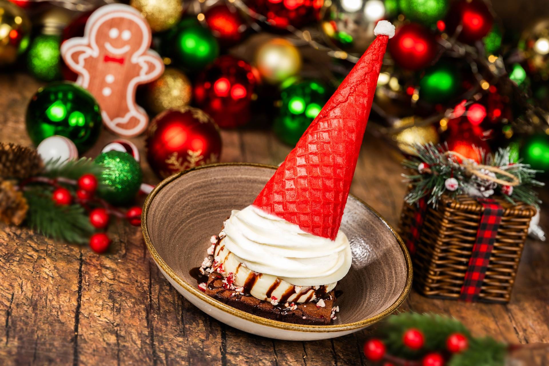 Santa Hat Brownie Sundae