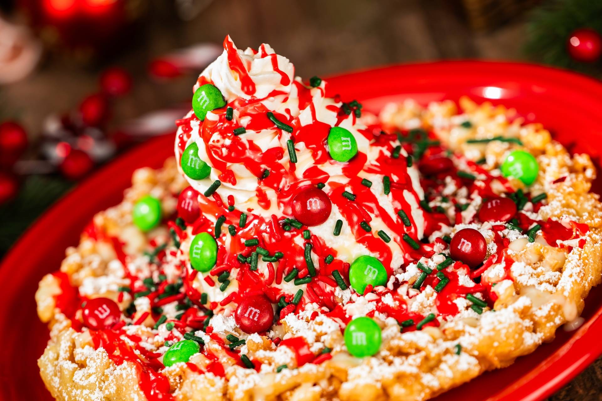 Peppermint Bark Funnel Cake