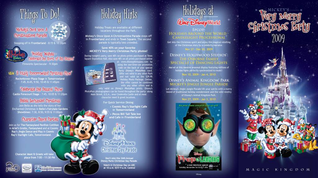 Mickey's Very Merry Christmas Party 2009 guide map