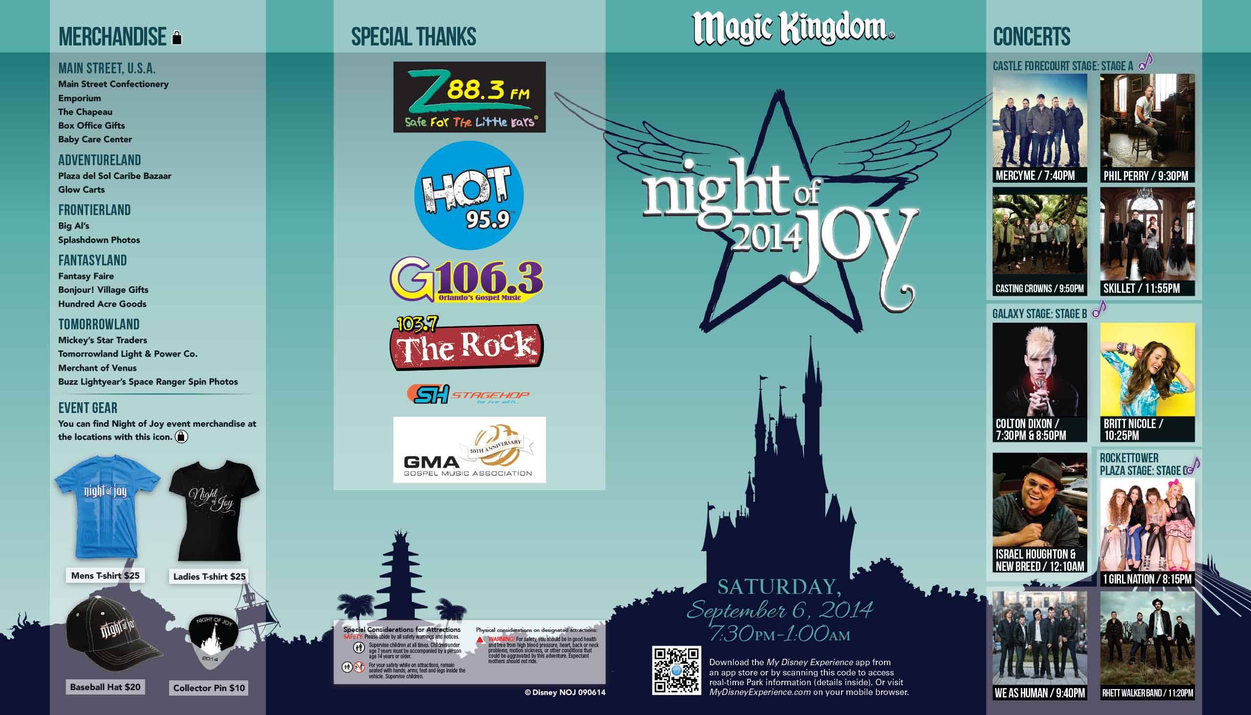 Night of Joy 2014 Guide Map - September 6 2014 front