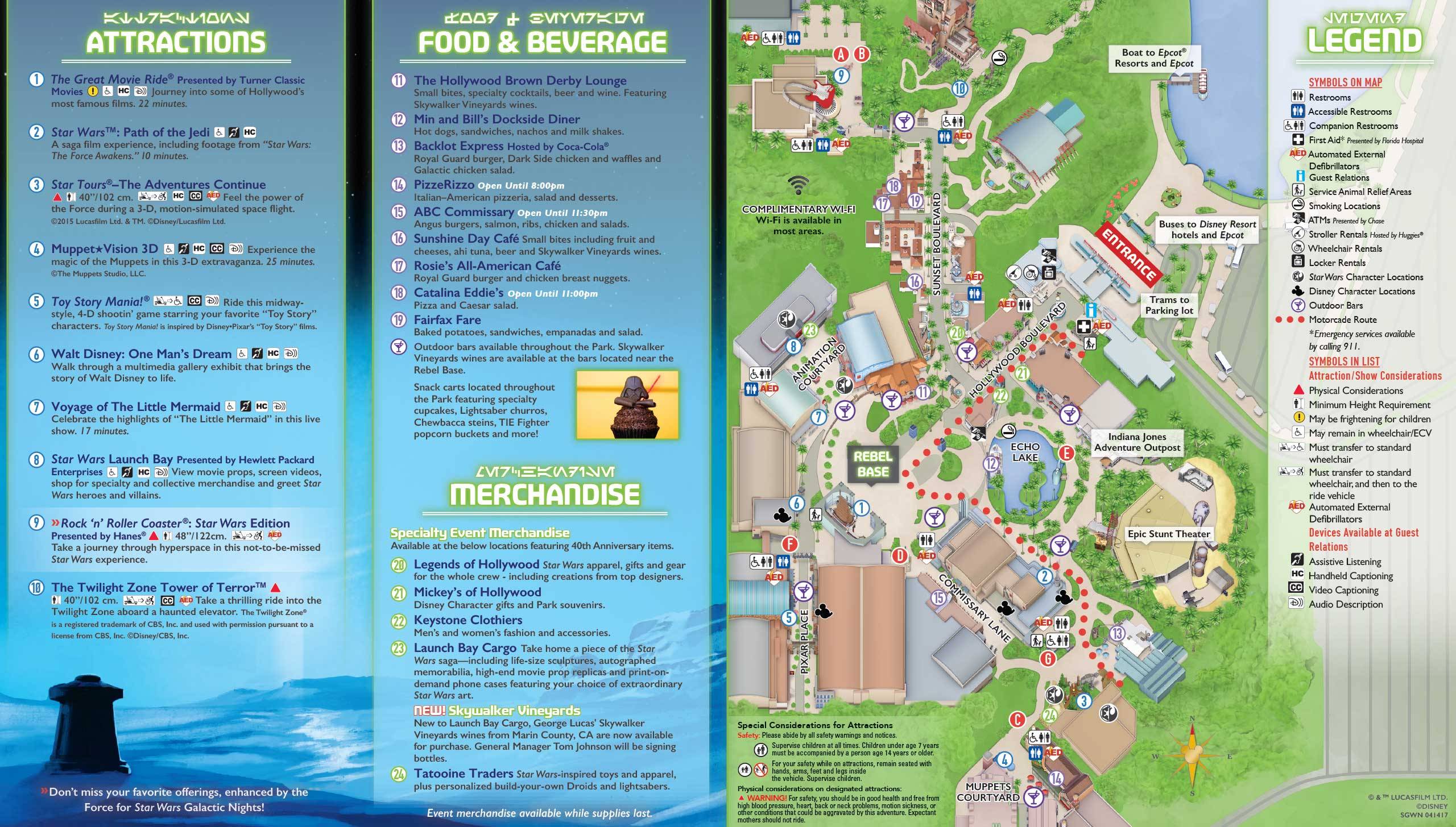 Star Wars Galactic Nights guide map - Back