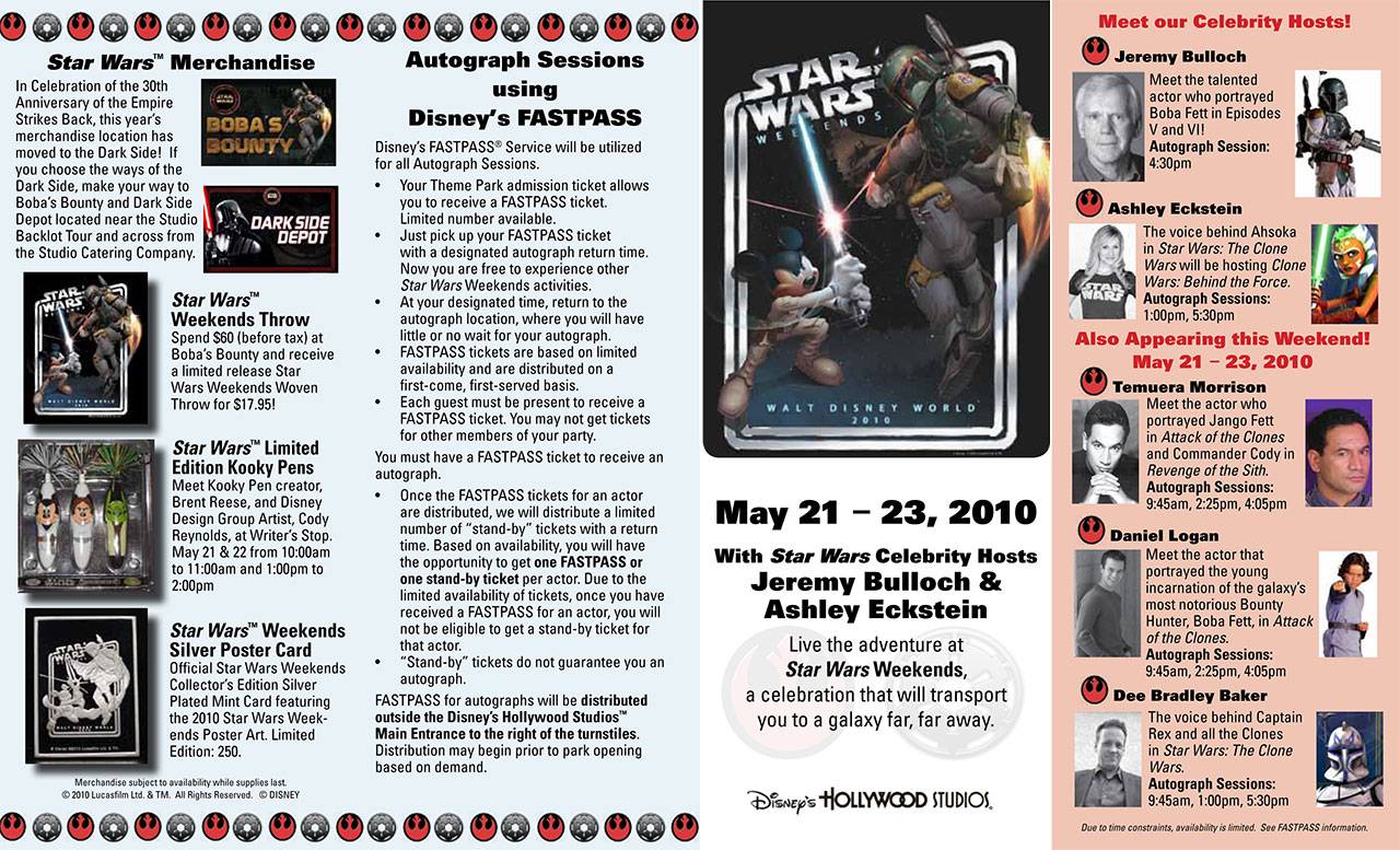 Star Wars Weekends 2010 guide map and event schedule