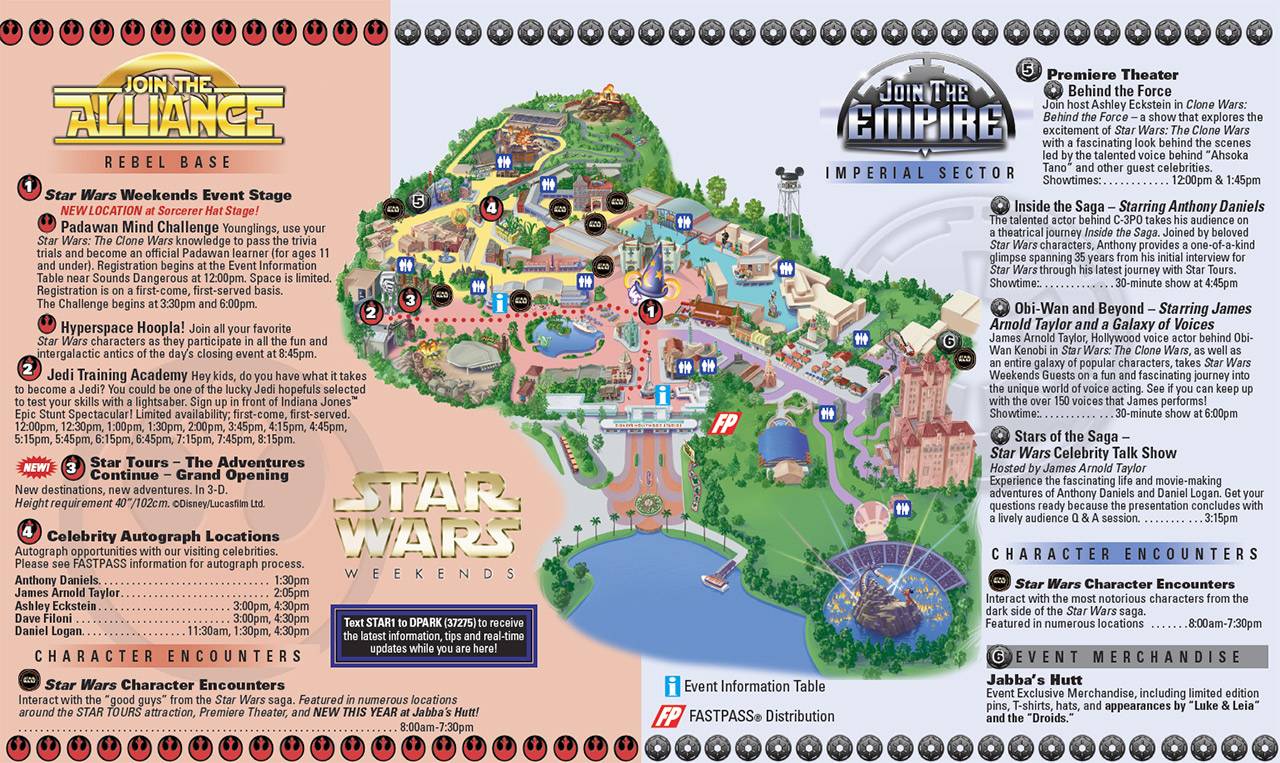 2011 Star Wars Weekends opening day guide map